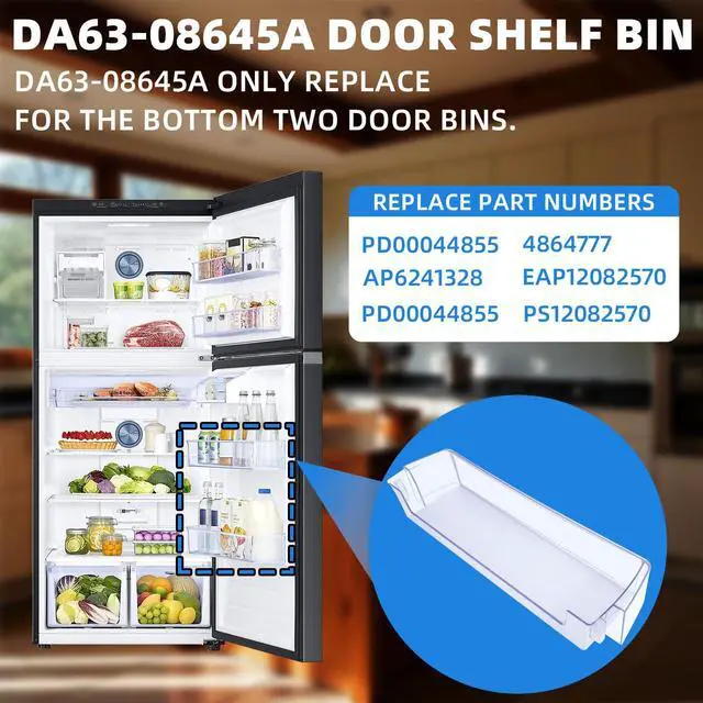 Alt view image 3 of 7 - 2 Pack RT18M6215SR Door Shelf For Samsung Refrigerator Door Shelf DA63-08645A RT18M6213SR RT18M6215SG Suitable With Samsung Fridge Door Shelves For Samsung RT18M6213SG Door Shelf