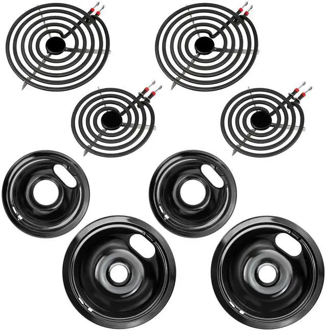 Main image of W10290350 W10290353 Porcelain Electric Stove Burner Drip Pans and MP22YA Electric Range Burner Element MP15YA(6") MP21YA(8") by - Fit for Whirlpool May-tag Amana Electric Range Stove