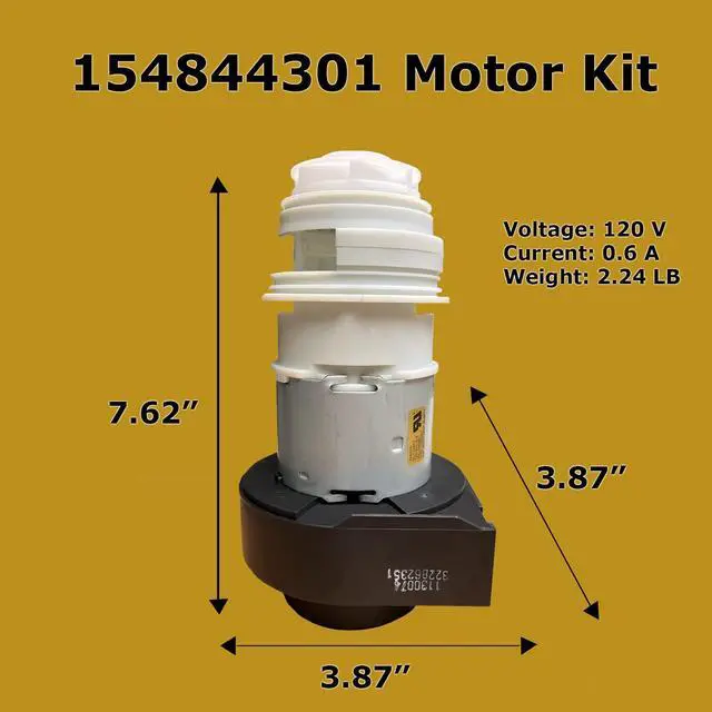 Alt view image 3 of 5 - 154844301 Dishwasher Circulation Pump Motor with O-rings Compatible with Frigidaire, Kenmore, Crosley, Kelvinator 1940268, 154794401, AP5272221, 154488001, 154588701, 154594201, 154648101, 154792801