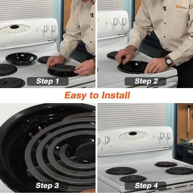 Alt view image 7 of 7 - W10290350 W10290353 Porcelain Electric Stove Burner Drip Pans and MP22YA Electric Range Burner Element MP15YA(6") MP21YA(8") by - Fit for Whirlpool May-tag Amana Electric Range Stove
