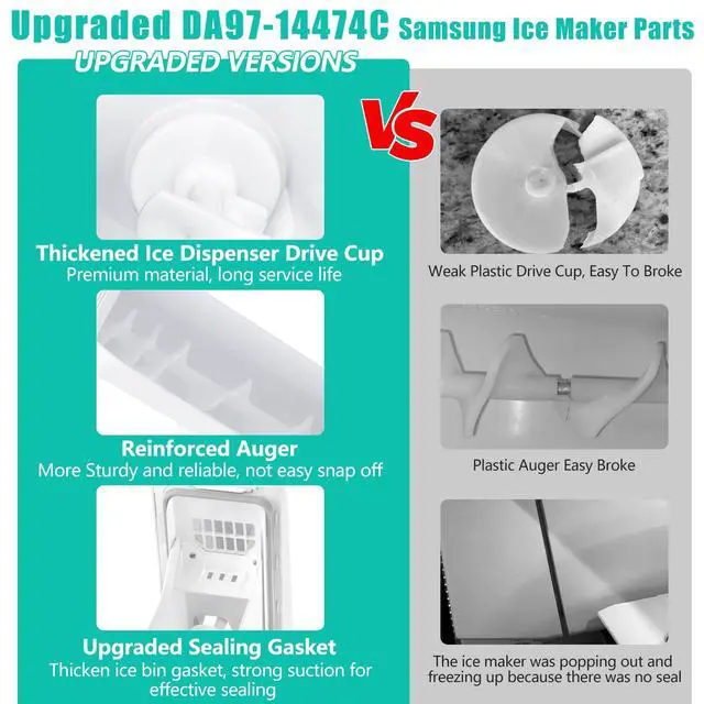 Alt view image 2 of 7 - Upgraded DA97-14474C DA97-14474A Refrigerator Ice Maker Replacement Compatible with Samsung Ice Bucket Parts RF25HMEDBSR, RF28HMEDBSR, RF263BEAESR, RF265BEAESR Ice Bin Tray Ice Container