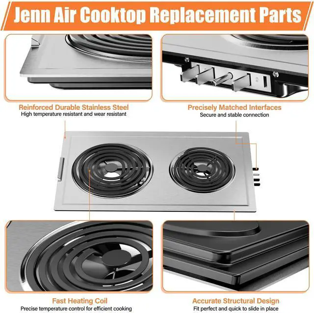Alt view image 4 of 7 - Upgraded JEA7000ADSA Coil Element Cartridge Module Compatible with Jenn Air Cooktop Replacement Parts, JEA7000ADS Burner Electric Cartridge For Whirlpool Electric Burner Cartridge With Drip Pans