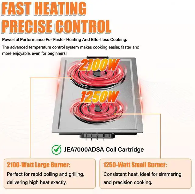 Alt view image 5 of 7 - Upgraded JEA7000ADSA Coil Element Cartridge Module Compatible with Jenn Air Cooktop Replacement Parts, JEA7000ADS Burner Electric Cartridge For Whirlpool Electric Burner Cartridge With Drip Pans