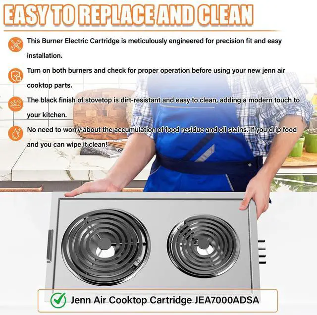 Alt view image 6 of 7 - Upgraded JEA7000ADSA Coil Element Cartridge Module Compatible with Jenn Air Cooktop Replacement Parts, JEA7000ADS Burner Electric Cartridge For Whirlpool Electric Burner Cartridge With Drip Pans
