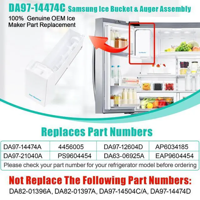 Alt view image 5 of 7 - Upgraded DA97-14474C DA97-14474A Refrigerator Ice Maker Replacement Compatible with Samsung Ice Bucket Parts RF25HMEDBSR, RF28HMEDBSR, RF263BEAESR, RF265BEAESR Ice Bin Tray Ice Container