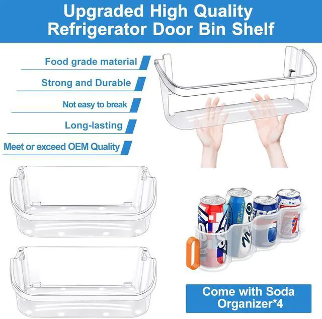 Alt view image 6 of 7 - 240356402 Refrigerator Door Bin & 242126602 Door Shelf Replacement Compatible with Frigidaire Refrigerator Door Shelf Parts LFSS2612TE0 FFSS2625TS0 FGSS2635TD0 LFSS2612TF4 Fridge Door Bin Shelf(4 PCS)