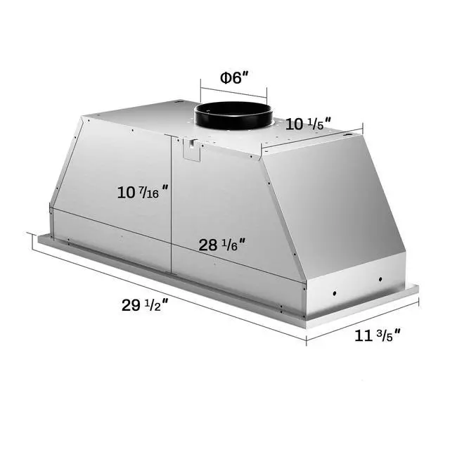 Alt view image 2 of 7 - Range Hood 30 inch, Insert Range Hood 600 CFM Kitchen Vent Stove Hood with 3 Speed Gestures Sensor Touch Control with Remote, Permanent Baffle Filter, Ducted/Ductless Convertible (silver2, button)