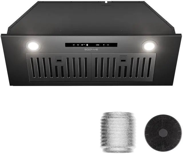 Main image of Range Hood 30 inch, Insert Range Hood 600 CFM Kitchen Vent Stove Hood with 3 Speed Gestures Sensor Touch Control with Remote, Permanent Baffle Filter, Ducted/Ductless Convertible (Black, gesture)