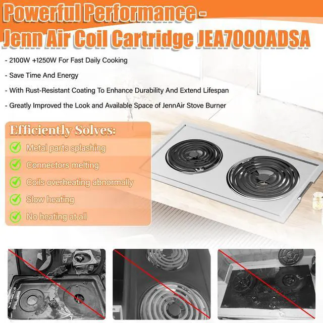 Alt view image 7 of 7 - Upgraded JEA7000ADSA Coil Element Cartridge Module Compatible with Jenn Air Cooktop Replacement Parts, JEA7000ADS Burner Electric Cartridge For Whirlpool Electric Burner Cartridge With Drip Pans