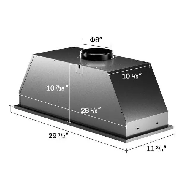 Alt view image 2 of 7 - Range Hood 30 inch, Insert Range Hood 600 CFM Kitchen Vent Stove Hood with 3 Speed Gestures Sensor Touch Control with Remote, Permanent Baffle Filter, Ducted/Ductless Convertible (Black, button)