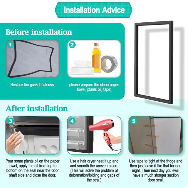 Alt view image 7 of 7 - Upgarded WPW10436250 W10436250 Freezer Door Gasket Compatible with Whirlpool Refrigerator WRX735SDBM00 Freezer Door Seal for Amana Kenmore Fridge Door Gasket W10130587 W10130589 W10164037 Black