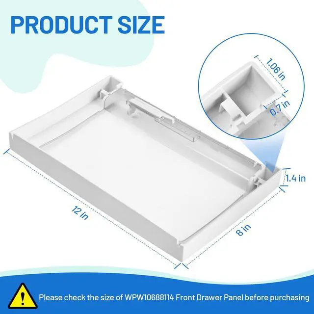 Alt view image 3 of 6 - WPW10688114 W10688114 Refrigerator Crisper Drawer Front Compatible with Whirlpool Refrigerator WRF767SDHZ00 7WF736SDAM10, Replace Parts Number W10510693 AP6023793 3451388 PS11757139