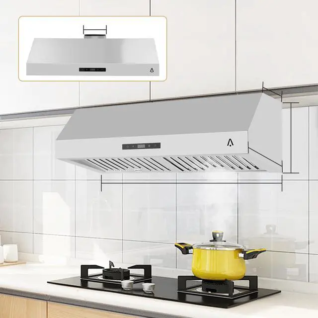 Alt view image 5 of 7 - 30 Inch Under Cabinet Range Hood, Stainless Steel Kitchen Vent Hood, Slim Cooker Hood with Push Button Control, LED Lights, 110V 200W, Stove Ventilation for Kitchen Cooking and Home Use
