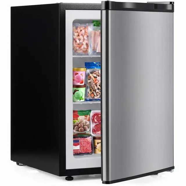 Main image of Mini Freezer, 2.1 Cu.Ft Small Compact Upright Freezer with Reversible Door, Adjustable Thermostat, Removable Shelves, Quiet Freezer for Dorm Office Apartment (Silver)
