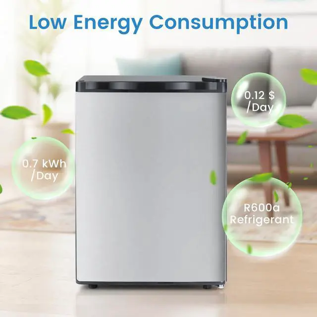 Alt view image 3 of 7 - Mini Freezer, 2.1 Cu.Ft Small Compact Upright Freezer with Reversible Door, Adjustable Thermostat, Removable Shelves, Quiet Freezer for Dorm Office Apartment (Silver)