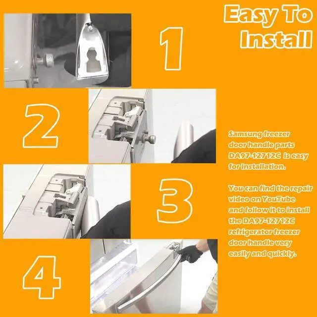 Alt view image 7 of 7 - DA97-12712C Freezer Handle Compatible with Samsung Door,Samsung Refrigerator Freezer Door Handle Replacement DA97-11515C DA64-03945F,Compatible with RF28HMEDBSR RF28HMELBSR RF30HBEDBSR RF24FSEDBSR
