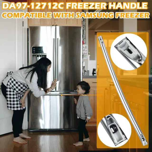 Alt view image 3 of 7 - DA97-12712C Freezer Handle Compatible with Samsung Door,Samsung Refrigerator Freezer Door Handle Replacement DA97-11515C DA64-03945F,Compatible with RF28HMEDBSR RF28HMELBSR RF30HBEDBSR RF24FSEDBSR