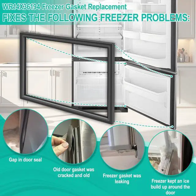 Alt view image 3 of 7 - Upgraded WR14X36194 Refrigerator Freezer Door Gasket Compatible with GE Freezer Door Seal 34.6" x 24.6" Refrigerator Door Gasket Replacement Part WR14X31558, WR14X10370, WR14X31558 Fridge Door Seal