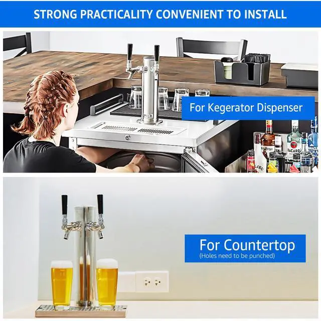 Alt view image 6 of 7 - Kegerator Tower Beer Tap Tower Dispenser Dual Faucet Beer Tower Draft Beer Dispenser Stainless Steel Keg Tap Tower 3'' Keg Tower Pre-assembled Line Beer Faucet Dispenser Kit For Home, Bar,Party
