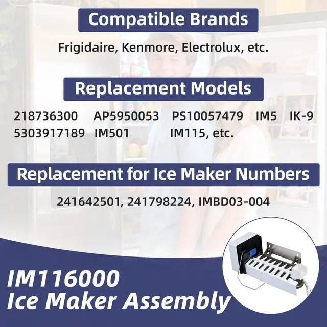 Alt view image 6 of 7 - IM116000 Ice Maker Kit, for Frigidaire Kenmore Refrigerators | Food-grade Material, Operates Stably and Reliably, Replaces 21873600, AP5950053, PS10057479, IM5