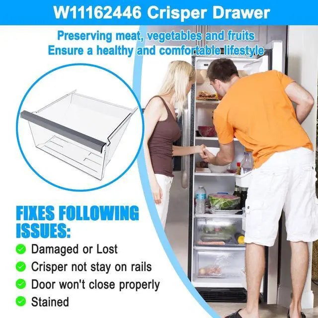 Alt view image 7 of 7 - UPGRADED W11162446 Refrigerator Crisper Drawer Compatible with Whirlpool Refrigerator Drawer Replacement W11046495 Whirlpool Drawer Replacement WRS325SDHZ08 WRS321SDHZ01, WRS315SDHM08 Fridge Drawer