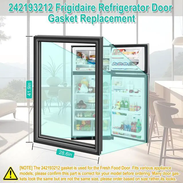 Alt view image 2 of 7 - Upgraded 242193212 Refrigerator Fresh Food Door Gasket Compatible with Frigidaire Refrigerator Parts Replace 3513466, Ap5806924 for Kenmore Fridge Door Seal Replacement -41.9" x 28.6"