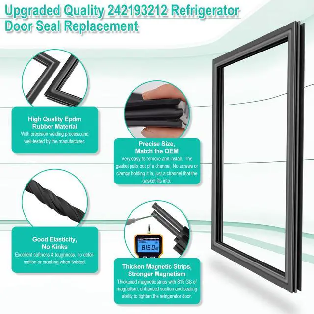 Alt view image 5 of 7 - Upgraded 242193212 Refrigerator Fresh Food Door Gasket Compatible with Frigidaire Refrigerator Parts Replace 3513466, Ap5806924 for Kenmore Fridge Door Seal Replacement -41.9" x 28.6"