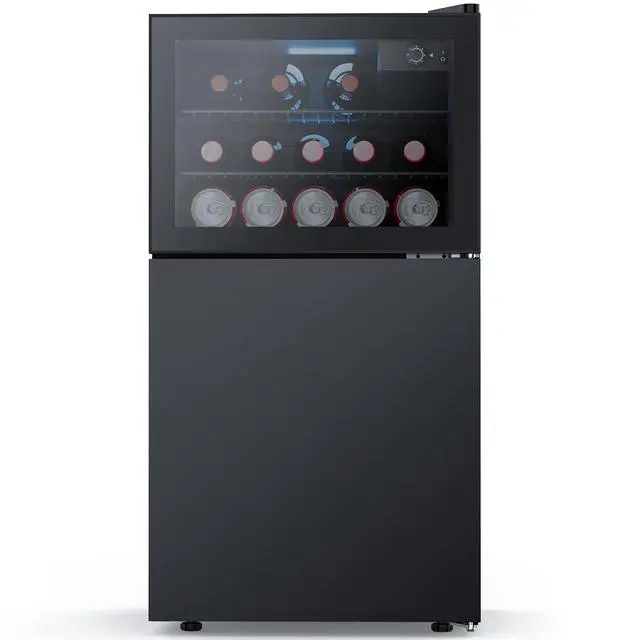 Alt view image 7 of 7 - 2.6 Cu.Ft Beverage Refrigerator & Mini Fridge with Freezer - Glass Door, Reversible Design, Adjustable Thermostat for Dorm, Office, Bedroom