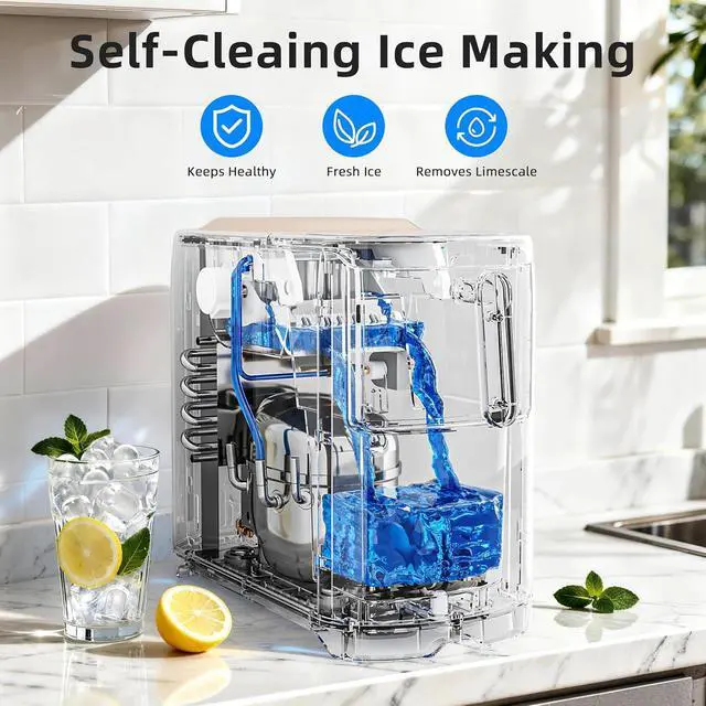 Alt view image 4 of 7 - Portable Countertop Ice Maker with Self-Cleaning, 18Lbs/24H, One-Touch Operation, Ice Scoop for Home, Kitchen, Office(White)