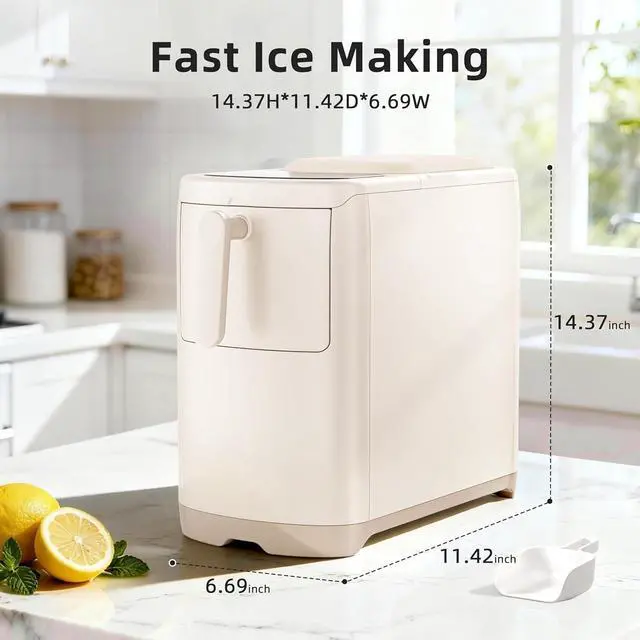 Alt view image 5 of 7 - Portable Countertop Ice Maker with Self-Cleaning, 18Lbs/24H, One-Touch Operation, Ice Scoop for Home, Kitchen, Office(White)