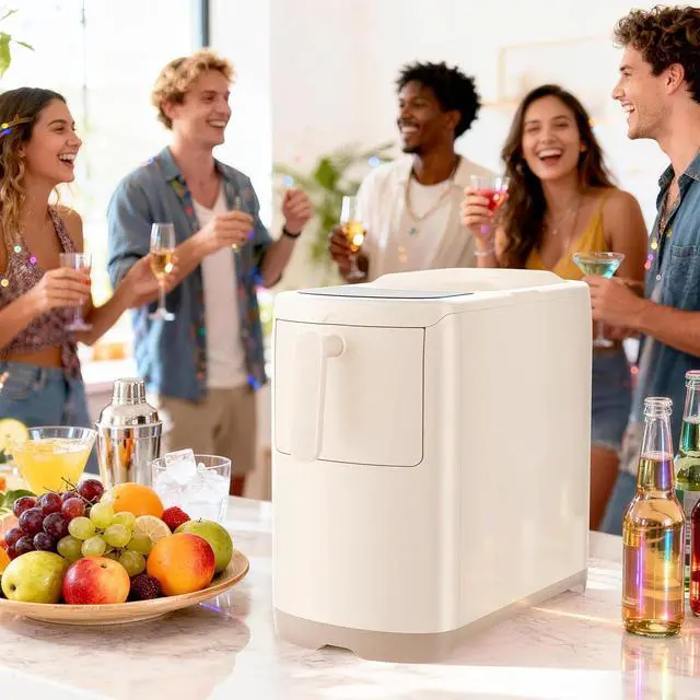 Alt view image 7 of 7 - Portable Countertop Ice Maker with Self-Cleaning, 18Lbs/24H, One-Touch Operation, Ice Scoop for Home, Kitchen, Office(White)