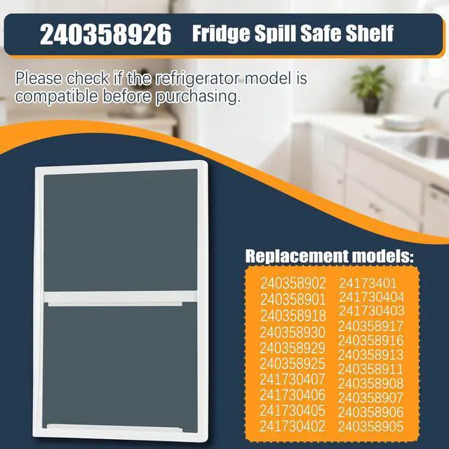 Alt view image 5 of 7 - 240358926 Refrigerator Shelf Replacement, Refrigerator Glass Shelf White Frame, Compatible with Frigidaire Kenmore Spill-Safe Shelfs, Replace 240358925 FFTR1830Q FFTR1831Q FFTR1832Q FFTR1832T