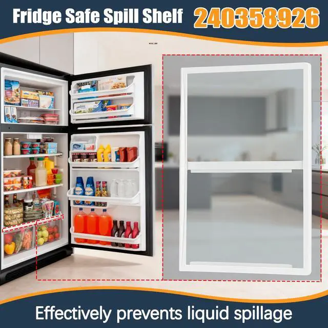 Alt view image 6 of 7 - 240358926 Refrigerator Shelf Replacement, Refrigerator Glass Shelf White Frame, Compatible with Frigidaire Kenmore Spill-Safe Shelfs, Replace 240358925 FFTR1830Q FFTR1831Q FFTR1832Q FFTR1832T