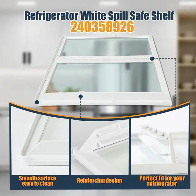 Alt view image 7 of 7 - 240358926 Refrigerator Shelf Replacement, Refrigerator Glass Shelf White Frame, Compatible with Frigidaire Kenmore Spill-Safe Shelfs, Replace 240358925 FFTR1830Q FFTR1831Q FFTR1832Q FFTR1832T
