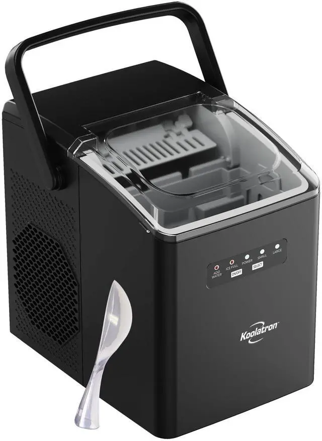 Main image of Countertop Ice Maker Machine with Handle 26lbs in 24Hrs Black | 8 Ice Cubes Ready in 7 Mins, Ice Makers with Basket and Scoop, maquina para hacer hielo Black for Home/Kitchen/Camping