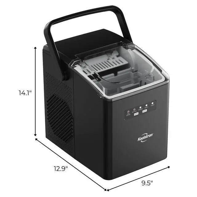 Alt view image 7 of 7 - Countertop Ice Maker Machine with Handle 26lbs in 24Hrs Black | 8 Ice Cubes Ready in 7 Mins, Ice Makers with Basket and Scoop, maquina para hacer hielo Black for Home/Kitchen/Camping