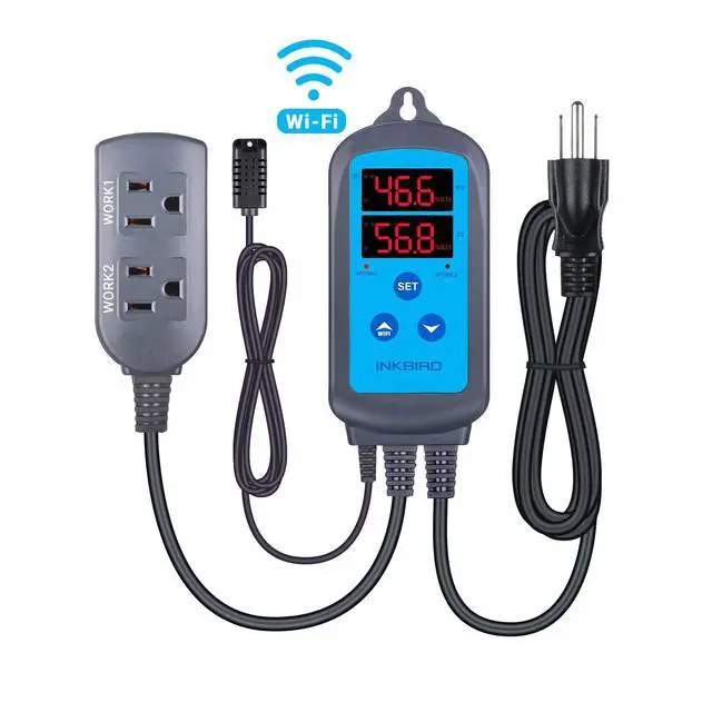Alt view image 2 of 7 - Digital Wi-Fi Humidity Controller IHC-200 Dual Outlet Pre-Wired Humidistat for Mushroom Growing Curing Meat Reptile Greenhouse Support Humidifier Dehumidifier Fan iOS&Andriod