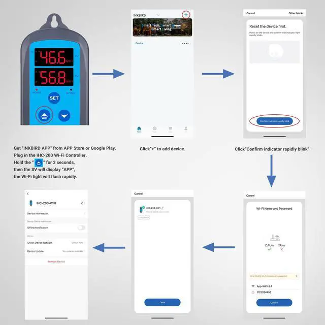 Alt view image 5 of 7 - Digital Wi-Fi Humidity Controller IHC-200 Dual Outlet Pre-Wired Humidistat for Mushroom Growing Curing Meat Reptile Greenhouse Support Humidifier Dehumidifier Fan iOS&Andriod