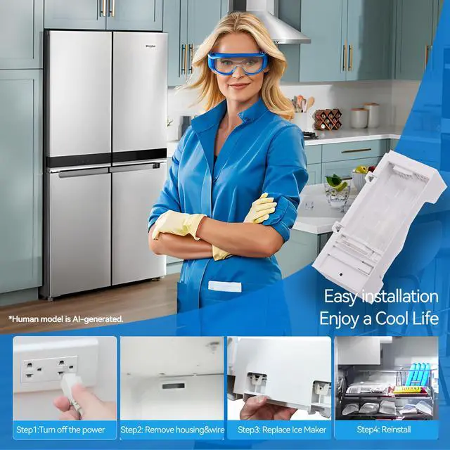 Alt view image 4 of 7 - W11455232 W11397137 Refrigerator Ice Maker Kit for Whirlpool WRQA59CNKZ | Durable Material Offers OEM Quality & Fast Ice, A 20-min Easy DIY Fix Makes Your Refrigerator Party-ready for Cold Drinks