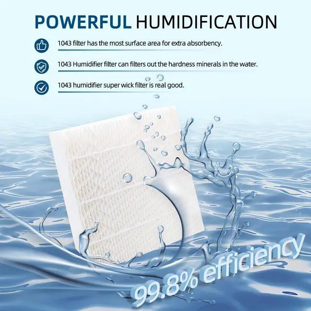 Alt view image 2 of 7 - 4pcs 1043 SuperWick Humidifier Filter Replacement for Essick AirCare EP9500 | EP9700 EP9800 EP9R500 EP9R800 821000 826000 826800 831000, and Bemis Space Saver 800 8000 Super Wick Humidifiers