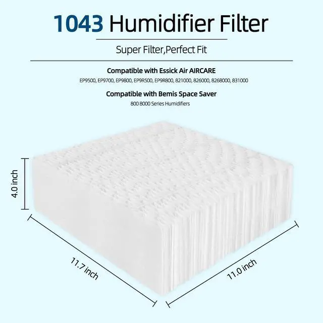Alt view image 6 of 7 - 4pcs 1043 SuperWick Humidifier Filter Replacement for Essick AirCare EP9500 | EP9700 EP9800 EP9R500 EP9R800 821000 826000 826800 831000, and Bemis Space Saver 800 8000 Super Wick Humidifiers