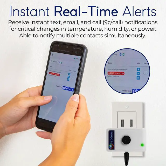 Alt view image 3 of 6 - AMBIO - Wifi Temperature Humidity sensor with Buzzer and Email/Text Alerts