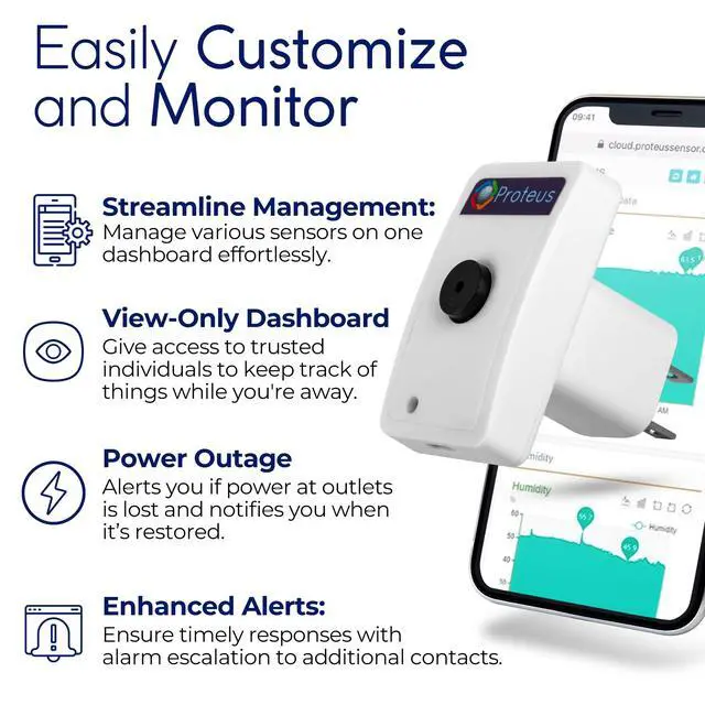 Alt view image 4 of 6 - AMBIO - Wifi Temperature Humidity sensor with Buzzer and Email/Text Alerts