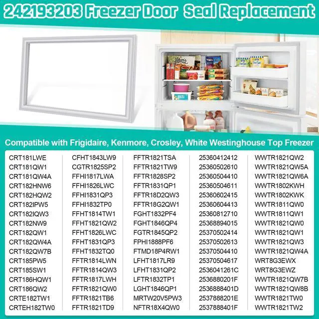 Alt view image 4 of 7 - Upgraded 242193203 Refrigerator Freezer Door Gasket for Frigidaire Kenmore Crosley Freezer Door Seal Replacement Parts FFHI1831QP6, FFHT1814QW0, 17.91*28.74 Refrigerator Door Gasket Seal