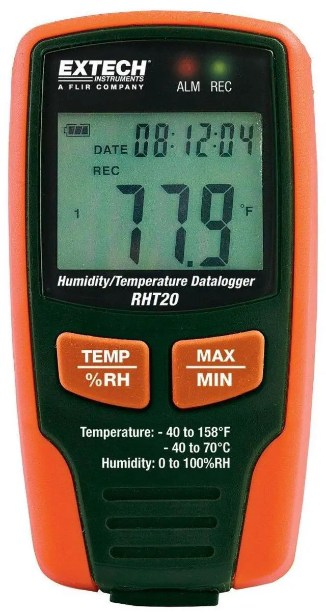 Main image of RHT20 Humidity and Temperature Datalogger, 16000 Reading, USB | RH 0-100%, temp -40 to 158F, dew point, 8000 RH + 8000 temp readings, time/date stamp, USB software