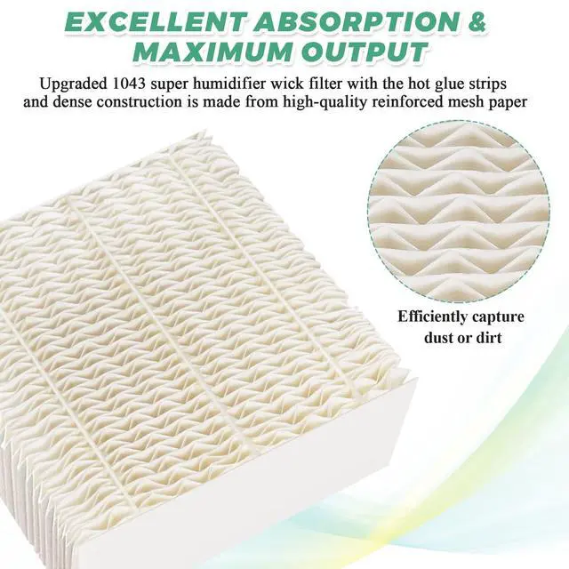 Alt view image 4 of 7 - 1043 Super Humidifier Wick Filters(3-Pack) Replacement for Essick AirCare Humidifiers Filter 1043 EP9500 EP9700 EP9800 831000 821000 826000 826800 836000hb Bemis Space Saver 800 8000 Series