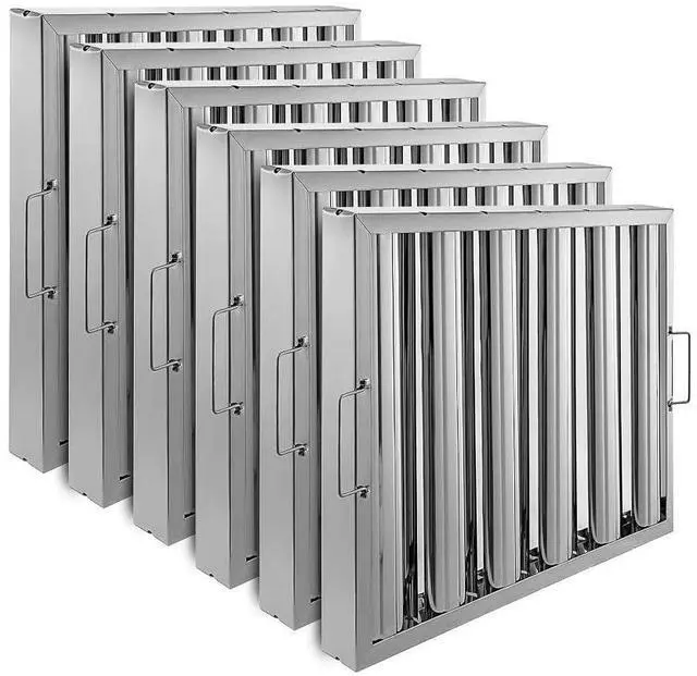 Main image of Commercial Hood Filters 19.5 in W x 15.5 in H Inch, Stainless Steel 6 Grooves Range Hood Filter for Kitchen Exhaust Hoods