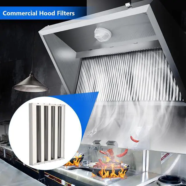 Alt view image 5 of 6 - Commercial Hood Filters 19.5 in W x 15.5 in H Inch, Stainless Steel 6 Grooves Range Hood Filter for Kitchen Exhaust Hoods