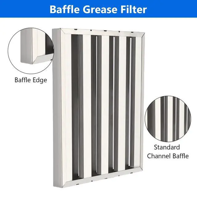Alt view image 3 of 6 - Commercial Hood Filters 19.5 in W x 15.5 in H Inch, Stainless Steel 6 Grooves Range Hood Filter for Kitchen Exhaust Hoods