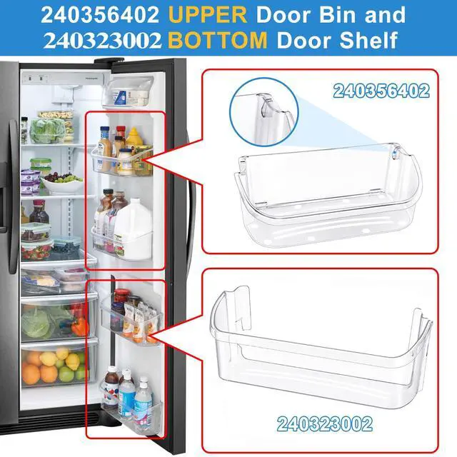 Alt view image 2 of 7 - 240356402 Refrigerator Door Bin and 240323002 Door Shelf Compatible with Frigidaire Refrigerator Door Shelf Replacement Parts FGHS2631PF4A FGHS2655PF5A FGUS2642LF2 FGHS2631PF2 Fridge Door Shelf(4 PCS)